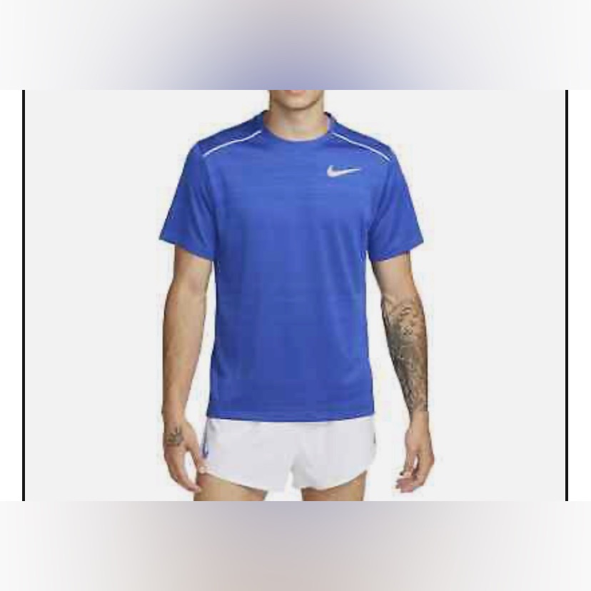 Nike Dri-Fit Miler Short Sleeve Running Training T-Shirt Blue Men’s Sz L New!